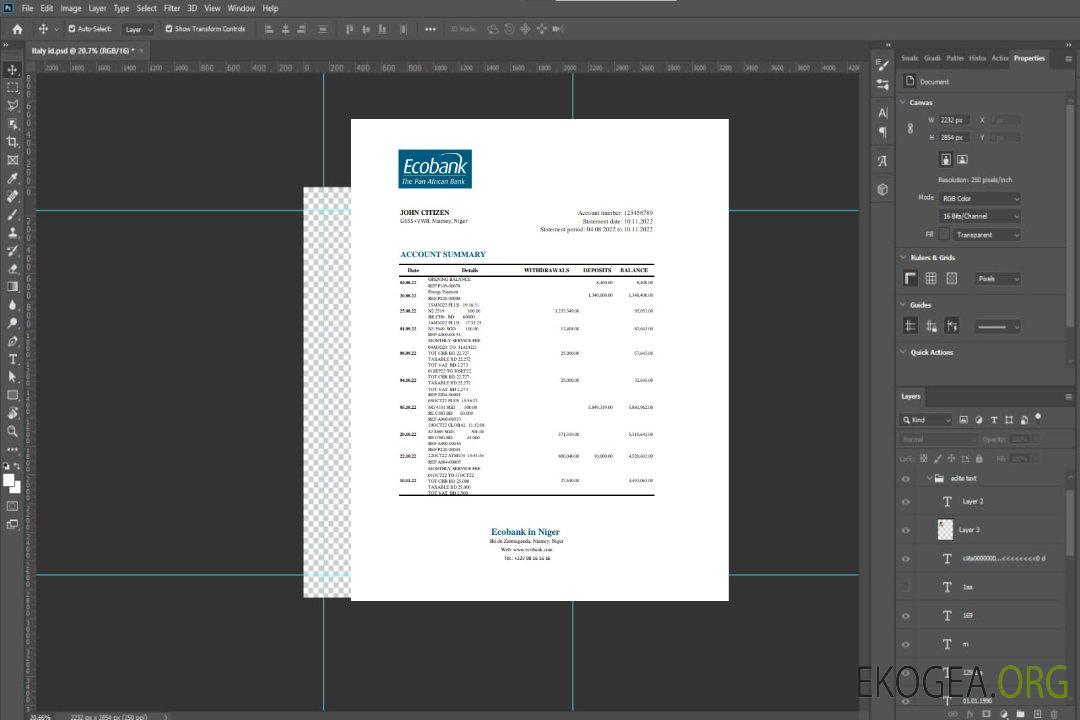 Modèle Excel et PDF de relevé bancaire Niger Ecobank template Modèle Excel et PDF de relevé bancaire Niger Ecobank template
